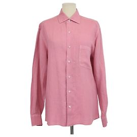 Camisa de manga larga de lino rosa Loro Piana
