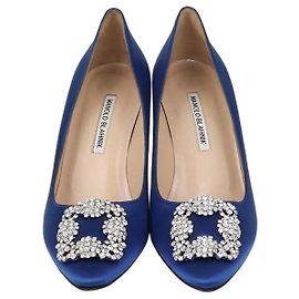 Manolo Blahnik Blue Satin Hangisi Pumps