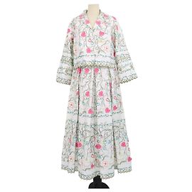 Set Giacca e Gonna Maxi Elie Saab in misto cotone multicolore con ricami floreali