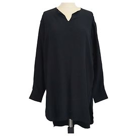 Chloé Túnica Chloe Azul Marino de Seda con Manga Larga y Escote en V