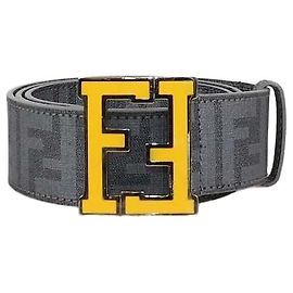 Fendi Grey Zucca Gürtel aus beschichtetem Canvas mit emaillierter FF-Schnalle