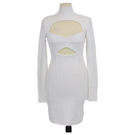 Herve Leger Mini-Kleid mit langen Ärmeln und Cut-outs aus weißem Mischgewebe