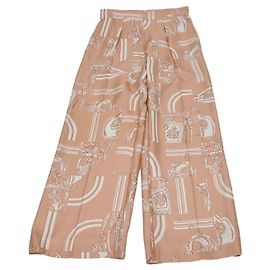 Hermès Pantalones Hermes Beige Silk En Desordre Finesse
