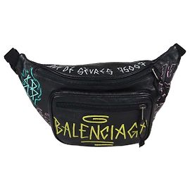 Borsa cintura Balenciaga Graffiti Explorer in pelle nera
