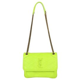 Borsa a tracolla Baby Niki in pelle stropicciata verde neon Saint Laurent
