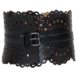 Alaïa Alaia Corsett-Gürtel aus schwarzem Leder mit Laserschnitt