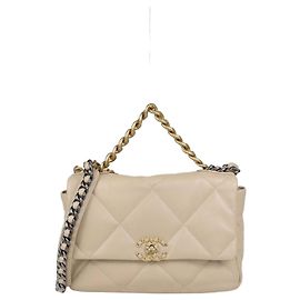Borsa a tracolla Chanel 19 Large in pelle matelassé Beige