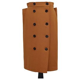 Falda midi de lana marrón con botones Bottega Veneta