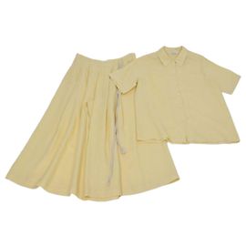 Set Camicia a Maniche Corte e Pantaloni in Lino Giallo Loro Piana