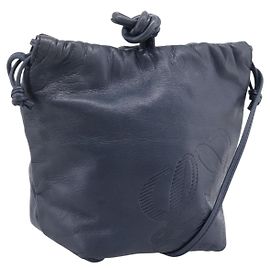 Borsa a tracolla LOEWE Anagram in pelle Navy Gold Auth ka6044A