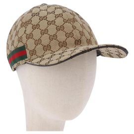 Cappello GUCCI GG Canvas Web Sherry Line L Beige Auth 200008M
