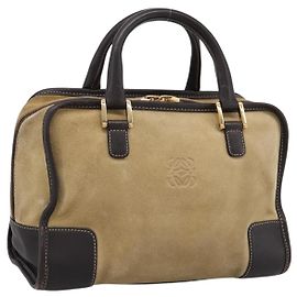 LOEWE Amazona 28 Handtasche aus Wildleder Beige Gold authentisch 201951