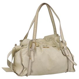 Borsa a tracolla Miu Miu in pelle beige e oro Auth 199416A
