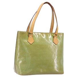 LOUIS VUITTON Monogram Vernis Houston Hand Bag Baby Blue M91005 LV Auth hk4034