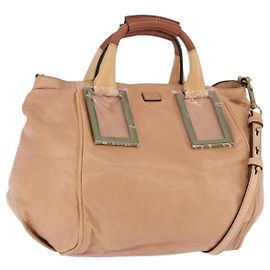 Chloé Borsa a mano Chloe Etel in pelle 2way Beige Gold Auth ka5954A
