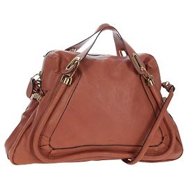 Chloé Chloe Paraty Handtasche Leder 2way Braun Gold Auth 200955V