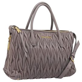Sac à main Miu Miu Matelassé en cuir 2way Gris Or Auth 201882V