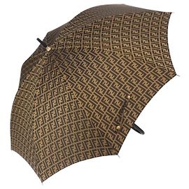 Ombrello FENDI Zucca Nylon Marrone Tono Oro Auth 200211A