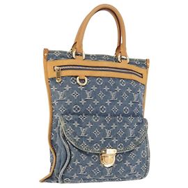 LOUIS VUITTON Monogram Denim Flat shopper Tote Bag Blue M95018 LV Auth 197248V