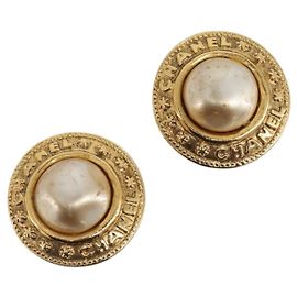 Orecchini CHANEL metallo Gold Tone CC Auth 201016