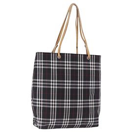 Borsa Tote BURBERRY Nova Check Canvas Black Beige Auth 202264