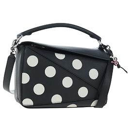 Borsa LOEWE Puzzle 10 Puzzle Bag Small in pelle 2way Nero Argento Auth 198606SM