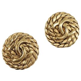 CHANEL Ohrringe Metall Gold Tone CC Auth ka6048