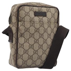 Borsa a Tracolla GUCCI GG Supreme PVC Beige Silver 122754 Auth hk4066