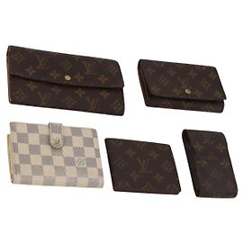 LOUIS VUITTON Monogram Damier Azur Wallet 5 Set LV Auth BA14278