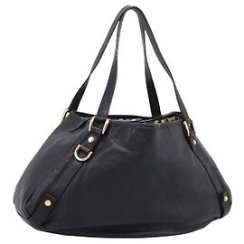 Borsa Tote GUCCI GG Canvas Guccissima Pelle Nero Tono Oro 130736 Auth 200990V