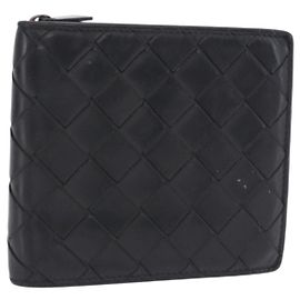 Portefeuille Bifold BOTTEGA VENETA INTRECCIATO en cuir noir authentique bs36945