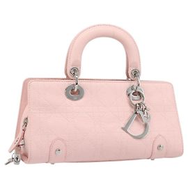 Borsa Christian Dior Cannage Lady D Joy in pelle rosa argento autentica 198283SAM