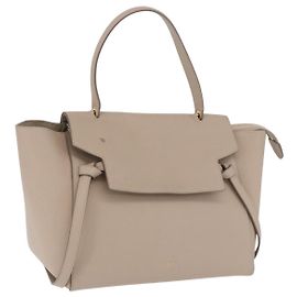 Céline Bolsa de mão CELINE Belt Bag em couro Bege Dourado Auth 201889V
