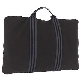Hermès HERMES Fourre Tout Porte Documents Business Bag Canvas Gray Auth 200068A