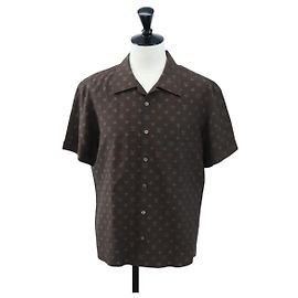 LOUIS VUITTON Kurzarmhemd aus Seide 40 Braun LV Auth 193730M