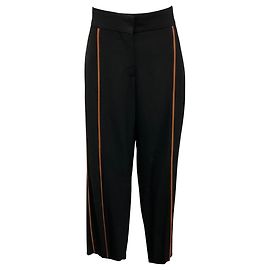 Loewe Stretch-Hose aus Viskose mit Lammleder-Besatz Black / Tan