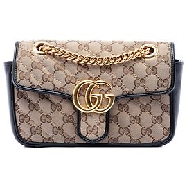 Borsa a tracolla Gucci Small GG Marmont Matelassé in tela GG diagonale e pelle nera