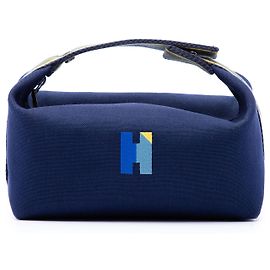 Borsa vanity Hermès Small Toile Bride A Brac H Pavillon Case Blu