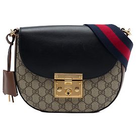 Borsa a tracolla Gucci GG Supreme Web Padlock Beige