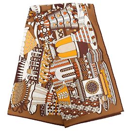 Foulard di seta Hermès La Patisserie Francaise Brown 90 Scarves