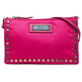 Borsa a tracolla Prada Tessuto Studded Etiquette Rosa