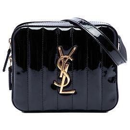 Borsa cintura Vicky in vernice matelassé con monogramma nero Saint Laurent