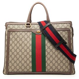 Maletín de Negocios Gucci GG Supreme Ophidia Web Briefcase Beige