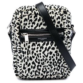 Borsa Messenger Sid in tela con stampa leopardata bianca Saint Laurent