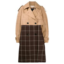 Marni Trench Coat Bicolore a Quadri, Taglia 38
