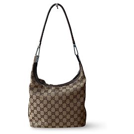 Borsa a tracolla Gucci GG Canvas Beige e Argento