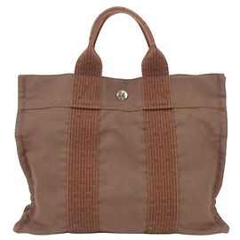 Hermès Borsa Tote Hermes Herline PM in tela marrone
