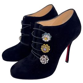 Christian Louboutin Bootoni MJ 100 Stivaletti Camoscio Nero