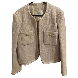 Céline Powder Pink Tweed Cropped Jacket