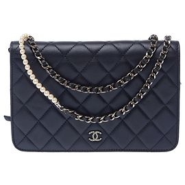 Borsa CHANEL Wallet on Chain in Pelle Blu Navy - 103856